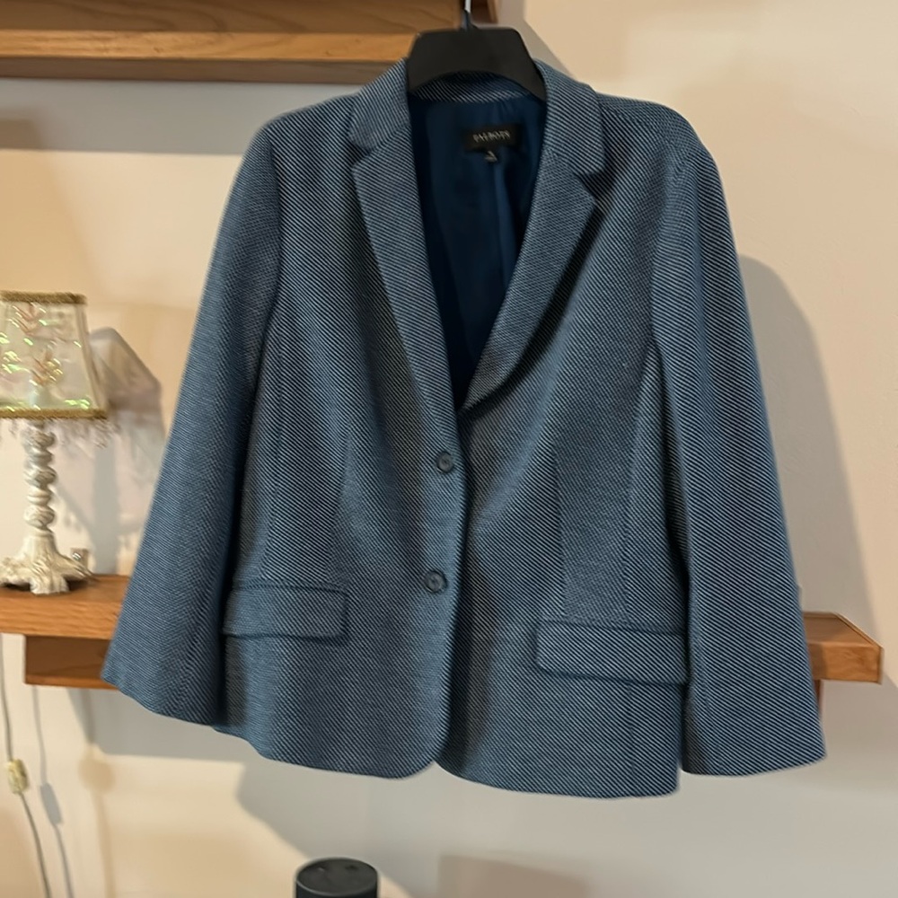 Talbots Blue and White Double Breasted Jacket